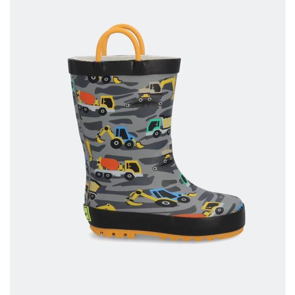 NWT Western Chief Kids Construction Trucks Rain Boot - Gray Toddler Boy Size 10 - Picture 2 of 8